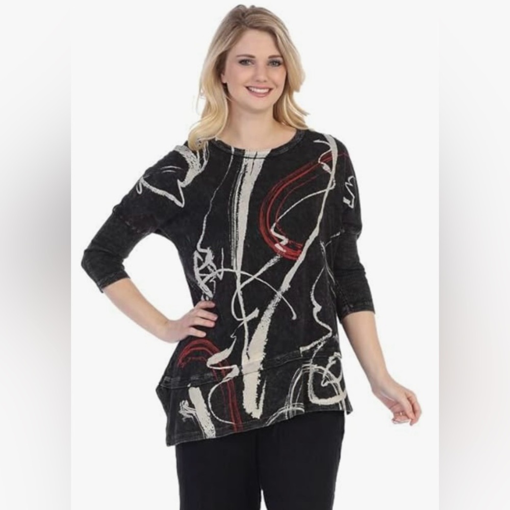 Abstract Print Black Tunic Top - Stylish Women's Tunic